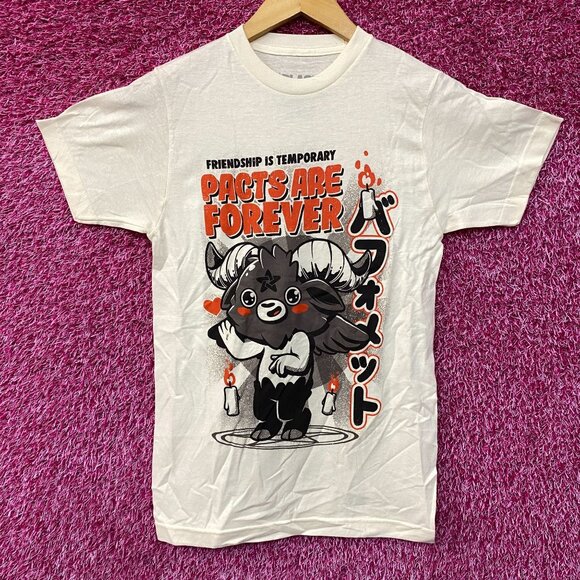 Black Matter Pacts Are Forever Baphomet Beige T-Shirt Extra Small - Picture 1 of 4